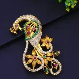 kairangi by yellow chimes Stone-Studded Peacock-Shaped Brooch-picture-44