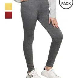 indiweaves Pack of 3 Girls Leggings with Elasticated Waistband-picture-22