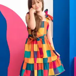 pixie n prince Girls Geometric Print Fit & Flare Dress-picture-30