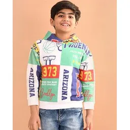 lilpicks Boys Typographic Print Hooded Sweatshirt-picture-26