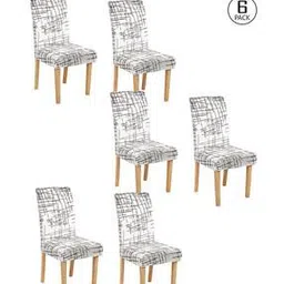 cortina eyelet curtain Set of 6 Abstract Print Chair Covers-picture-29