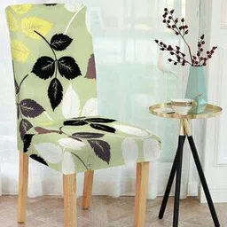 cortina eyelet curtain Set of 6 Leaf Print Chair Cover-picture-12