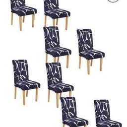 cortina eyelet curtain Set of 8 Abstract Print Chair Cover-picture-4