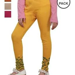 indiweaves Pack of 4 Girls Floral Print Woolen Leggings-picture-28