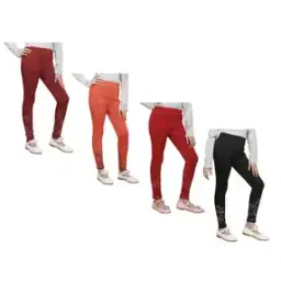 indiweaves Women Pack of 4 Floral Print Leggings with Elasticated Waistband-picture-24
