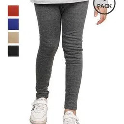 indiweaves Girls Pack of 5 Leggings with Elasticated Waist-picture-13
