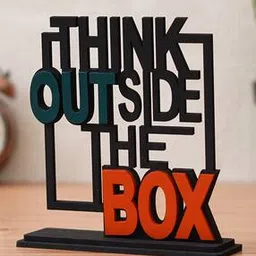 ecraftindia Wooden Think Outside The Box Quote Showpiece-picture-50