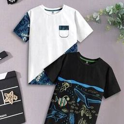 codez Pack of 2 Boys Regular Fit Graphic Print T-Shirts-picture-19