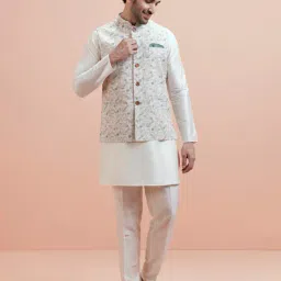 kisah Men Printed Mid Kurta Nehru Jacket Trouser Set image 1