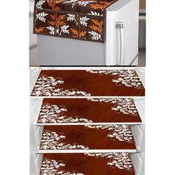 revexo Set of 4 Floral Print Fridge Mats with Top Cover-picture-13