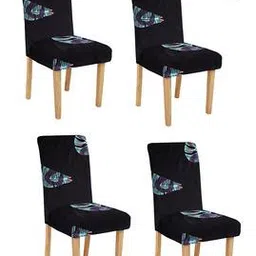 cortina eyelet curtain Pack of 4 Printed Slipcover Chair Covers-picture-26