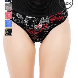 fiveflag Women Pack of 6 Typographic Print Hipsters-picture-51