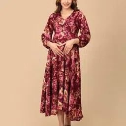 the mom store Women Floral Print A-Line Dress-picture-25