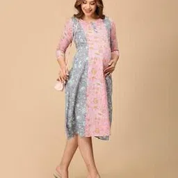 the mom store Women Floral Print A-Line Dress-picture-18