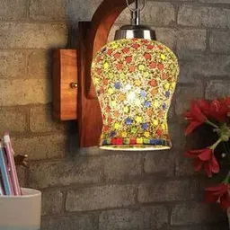 devansh Wooden Wall Lamp with Mosaic Glass-picture-13