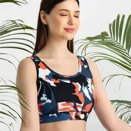 clovia Women Medium Impact Padded Non-Wired Camouflage Print Sports Bra with Removable Cups-picture-25