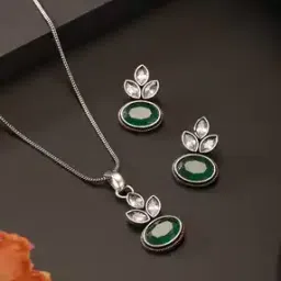 saraf rs jewellery Women Stone-Studded Pendant & Earrings Set-picture-10