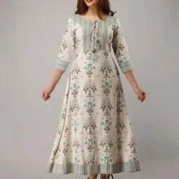 jaipurethnicweaves Floral Print Round-Neck Anarkali Kurta-picture-42