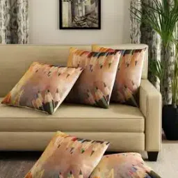 homely by romee Jute Abstract Print Throw Pillow/Cushion Covers 40cm x 40cm, Set of 5 - Multicolor-picture-42
