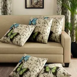homely by romee Jute Butterfly Abstract Print Throw Pillow/Cushion Covers 16x16 inch Set of 5 - Multicolor-picture-39