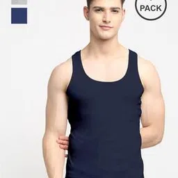 friskers Pack of 3 Solid Crew-Neck Vests-picture-15