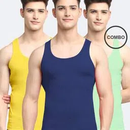 friskers Pack of 3 Solid Crew-Neck Vests-picture-48