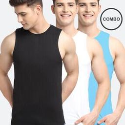 friskers Pack of 3 Solid Crew-Neck Vests-picture-38