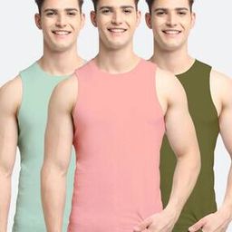 friskers Pack of 3 Solid Crew-Neck Vests-picture-40