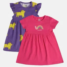mini klub Girls Pack of 2 Printed Fit & Flare Dresses image 1