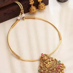 panash Gold-Plated Temple Necklace & Earrings Set-picture-39