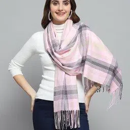 monte carlo Women Checked Stole with Tassels-picture-45