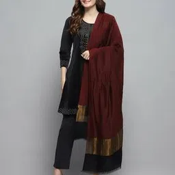 monte carlo Women Striped Shawl with Frayed Hem-picture-33