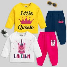 kuchipoo Pack of 2 Girl Graphic Print Pants & Top Sets-picture-1