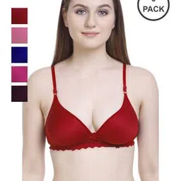 styfun Women Pack of 6 Lightly-Padded Bras with Lace Hem-picture-16