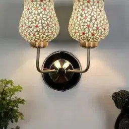 devansh Wall Mounted Lamp with Dual Mosaic Glass Shades-picture-27