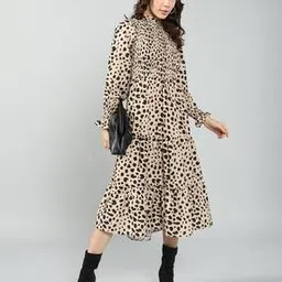 Shein CasualBishop Sleeves Tiered Layered Hem Smocked Dress-picture-17