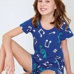 zeyo Girls Typographic Print T-Shirt & Shorts Set-picture-40