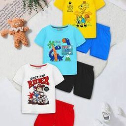 trampoline Pack of 3 Graphic Print T-Shirt & Shorts-picture-21