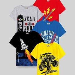 kuchipoo Pack of 5 Graphic Print Round-Neck T-Shirts-picture-30