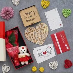ecraftindia Set of 8 Love Cards with Teddy Gift Box & Love Puzzle-picture-45