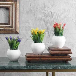 foliyaj Pack of 3 Artificial Mini Plants with Pot-picture-48