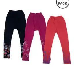 indiweaves Pack of 3 Floral Print Leggings with Elasticated Waist-picture-47