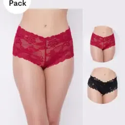 zerokaata Pack of 2 Lace Hipster Panties with Elasticated Waistband-picture-25