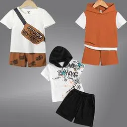 Pack of 3 Boy Graphic Print T-Shirts & Shorts-image-23