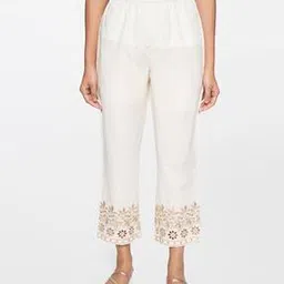 itse Straight Pants with Schiffli Embroidered Ankle Hems-picture-11