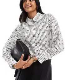 Women Bow Print Regular Fit Shirt-image-3