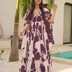 vishva creation Women Floral Print Gown Dress-picture-16