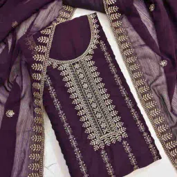 mimi design Women Embroidered Unstitched Dress Material image 1