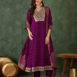 nyrika Women Embroidered Anarkali Kurta Suit Set-picture-12