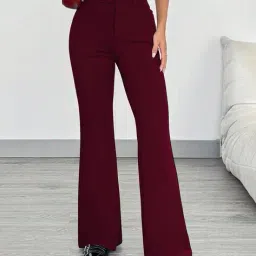 fyre rose Women Boot Fit Flat Front Trousers image 1